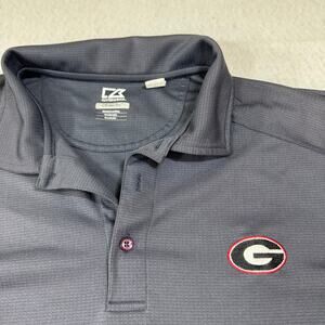 UGA Cutter & Buck Men's Polo Large Drytec Embroidered Logo Grey Go Dawgs